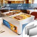 Treshin 2 Pan Commercial Food Warmer 21 Qt Capacity 1200W Stainless Steel Electrical Bain Marie Buffet Food Warmer Steam Table with Temperature Control & Lid for Home, Party, Catering, Restaurants