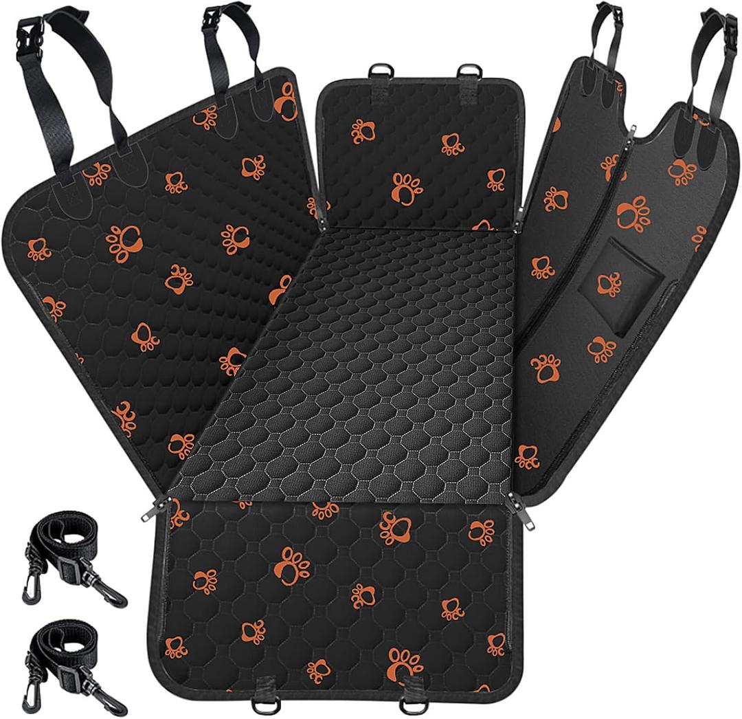 Mancro Dog Car Seat Cover for Back Seat, 2026 Upgraded 600D Heavy Duty Waterproof & Scratch-Resistant Dog Hammock for Car, Back Seat Pet Cover for Dogs with Sedan, and SUVs, Standard, Paw Prints
