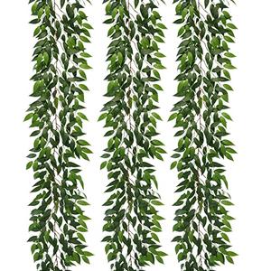 Dallisten 3 Strands Italian Ruscus Artificial Vines, 73" Silk Vine Garland with Green Leaves, Fake Hanging Plants Greenery Decor for Home, Bedroom, Wall, Party, Wedding Decoration