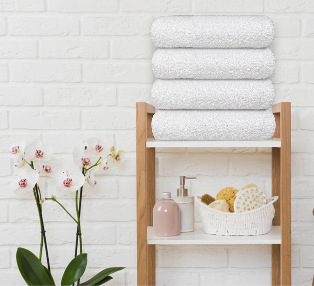 Avalon Towels 100% Cotton Pool Towels White Beach Towels Pack of 24 (16×29 in Inches) - Quick Drying, Highly Absorbent & Lightweight for Commercial Use for Hotels, Motels, Beaches & Poolside