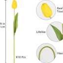 IPOPU Yellow Tulips Artificial Flowers,10PCS Real Touch Faux Flowers 18.9" Realistic Long Stem Fake Latex Tulips for Wedding Party Spring Easter Home Decoration (Yellow)
