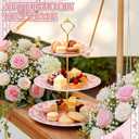 Lallisa 3 Tier Tea Party Cake Stand 10", 9" and 7" Ceramic Shabby Floral Dessert Stand with Metal Rack Coquette Cupcake Tower for Wedding Bridal Shower Baby Shower Decoration