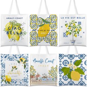 Paterr 6 Pcs Tote Bags Beach Travel Souvenir for Women