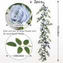 Two-Tone Rose Vine 2pcs 74.8in Dual-Color Artificial Rose Vines, Bendable Artificial Wreaths, Hanging Flower Vines for Wall Decoration, Railings, Door Fraden, PartyWedding Decorations (Blue)