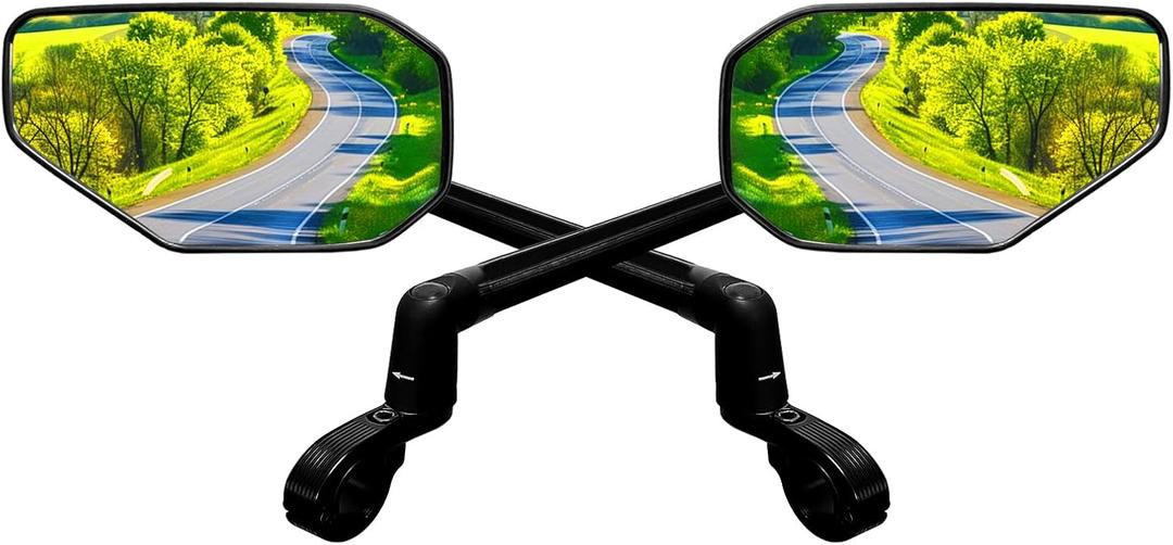 2PCS Bicycle Mirror,Adjustable Bike Mirrors,New Folding Bike Rear Viewmirror, 360rotatable Large E-scooter Mirror for E-bike Handlebar Pair (22,2-25,4mm)
