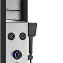 ELLO&ALLO LED Rainfall Shower Head and Rain Massage System with Body Jets Stainless Steel Bathroom Shower Panel Tower System with Shelf, Brushed Nickel&Black