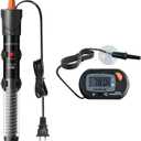 HiTauing Aquarium Heater 25W/50W/100W/200W/300W, Adjustable Knob Fish Tank Heater with Digital Thermometer, Submersible Betta/Turtle Tank Heater for Freshwater and Saltwater Tanks