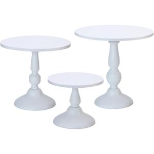Set of 3 White Cake Stands, Metal Round Cake Holder Dessert Pie Pizza Display Stand 8" 10" 12" Serving Tray Decoration for Wedding Celebration Party Birthday Baby Shower