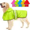 Hooded Dog Raincoat - Reflective Dog Rain Jacket Lightweight Waterproof Rain Coat for Small Medium Large Dogs (X-Large, Green)