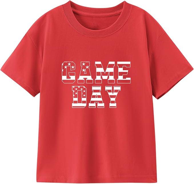 Toddler Football Shirt Boys Girls Game Day T-Shirt Kids Baseball Tee Cute Cotton Clothes Short Sleeve Tops, Size: 3-4T