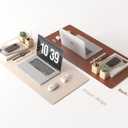 RENMTURE Double-Sided Two-Tone Faux Leather Desk mat Desktop Organization and Accessories Home and Office Large Mouse pad Game and Work (Beige/Brown, 36"x17")