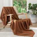 MooMee Muslin Blanket - 100% Cotton 4-Layer Gauze Throw Blanket with All-Around Fringe, Soft Breathable Lightweight Cooling Summer Blankets for Bed Couch (Dark Orange, Throw XL 50" x 70")
