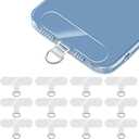 12 PCS Phone Tether Tabs, T-Shaped Universal Phone Lanyard Tabs, Clear Tether Tab for Cell Phones, PVC Transparent Lanyard Patches Compatible with iPhone Case Smartphone Cases, Non Adhesive
