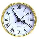 HILLHOME Mini Clock Insert 3-1/2 Inch (90 mm) Round Quartz Clock Fit-up Movement Silent Miniature Clock Gold Dial Gold Tone Bezel Roman Numerals, Fit 3.0 inch (78 mm) Diameter Hole