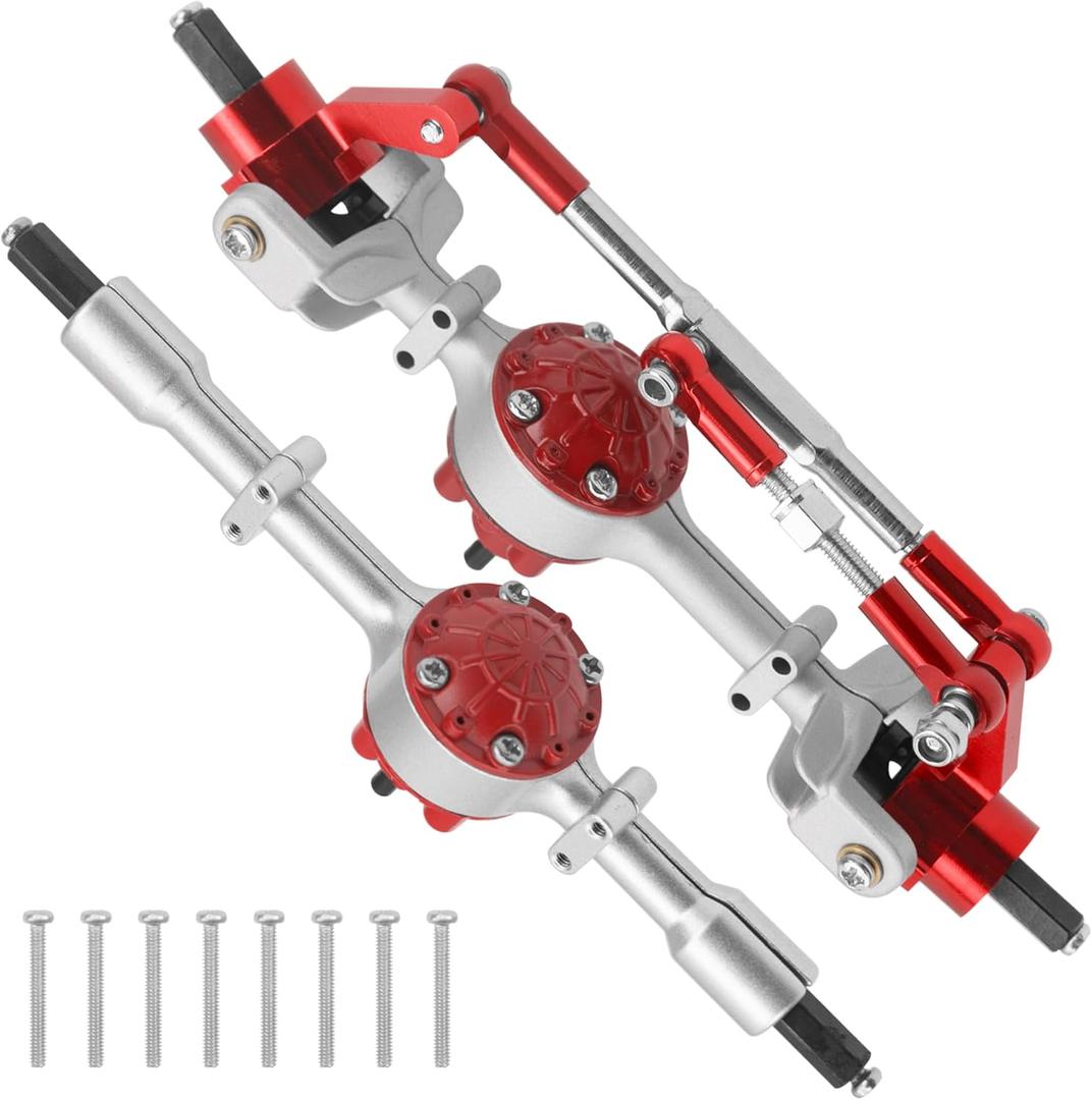 Metal Front & Rear Portal Axle Set Upgrades Parts Compatible with WPL C14 C24 C34 C44 B14 B24 1/16 RC Car (Silver)