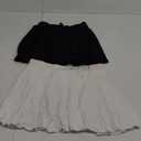 OQQ Women 2 Piece Mini Skirts 2 in 1 Flowy Sexy Basic Stretchy Cross Over Flared Casual Skirts (Large, Black White)