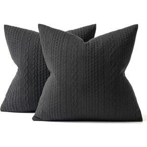 MIULEE Fall Decorative Throw Pillow Covers Set of 2 Super Soft Modern Stretchy Embossed Patterned Cushion Covers for Halloween Farmhouse Couch Sofa Livingroom Bed,Black 18x18 inch