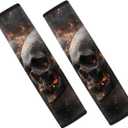 Forchrinse 2 PCS Fire Skull Auto Seat Belt Cover Strap Shoulder Pad for for Car,Truck,SUV,Backpack,Shoulder Bag