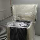 Upholstered Dining Chairs Set of 1 with Casters, Wingback Modern Side Armless Deskchair with Rollers for Diningroom Bedroom Livingroom Reading Room, Cream Faux Leather, Count of 1