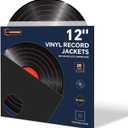 20PCS 12 Inch Black Vinyl Record Jackets, Thick Cardboard Sleeves with Center Hole, Blank LP Album Covers for 33 RPM Storage & Organization, 350gsm LP Jackets for Record Storage