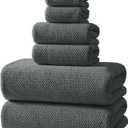 REDKISS Soft 6 Piece Bath Towels Set, 2 Large Bath Towel Sheet, 2 Hand Towels, 2 Washcloths, Highly Absorbent, Quick Dry, Lightweight Towel Sets Collection, Premium Gray Towels for Bathroom, Gym & Spa