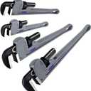 Aluminum Pipe Wrench Set, 10" 14" 18" 24"(4 Pack) Adjustable Straight Handle Plumbing Wrench Set, Heavy Duty Plumbers Tool with Drop Forged Jaw,Exceed the Standard GGG
