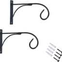 Tinsow 2 Pcs Plant Bracket Iron Wall Hooks Straight Downcurled Hanging for Wind Chimes, Flower Baskets, Decorative Plants, Lantern, Wind Spinners, Bird Feeders, Indoor or Outdoor Decoration