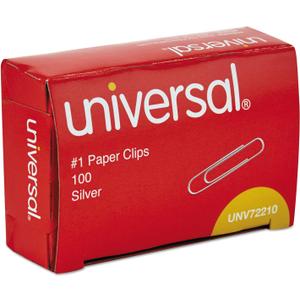 Universal Paper Clips, Smooth, Size No. 1, Silver, 100/BX, 8 Boxes/Pack (UNV72210)