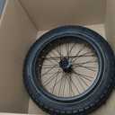 20''x4.0 Fat Bike Front Wheel Double Wall Rim with Puncture Resistant Tire All Terrain Bolt On and Hub 36x12G Spokes Black Alloy Aluminum Snow Bicycle Folding Fatbike Wheel Assembly