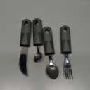 4-Piece Set Adaptive Utensils for Hand Tremors, Parkinson's, Arthritis - Weighted, Easy Grip, Extra Wide Handles - Knife, Fork, Spoon, Teaspoon - Grey