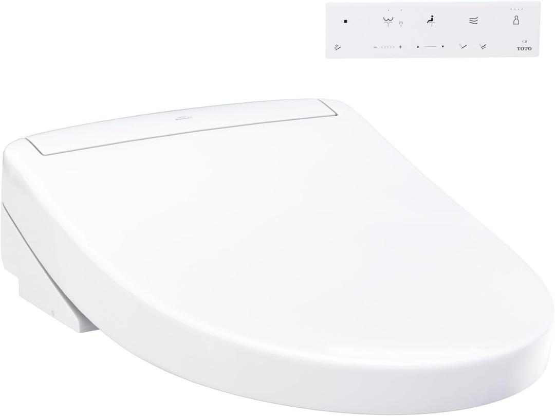 TOTO WASHLET S5 Electronic Bidet Toilet Seat with Instantaneous Water Heating, PREMIST and EWATER+ Wand Cleaning, Elongated, Cotton White - SW3446#01