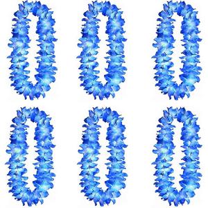 6 Pcs Thicken 41 Inch Blue Hawaiian Leis for Graduation Party, Dance Party, Photo Prop in Outdoors (6 Pcs)