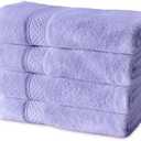 Gogreen 4 Pack Bath Towel Set, (27"x 55"), 100% Cotton, Larger & Lighter Weight, Quicker to Dry, Super Soft and Absorbent, Perfect for Bathroom (Purple)
