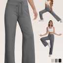 3 Pack Womens Wide Leg Pants with Pockets Comfy Casual Yoga Lounge Pant Sweatpants Loose Pajama Pants (XX-Large, Pure Black, Grey, Khaki)