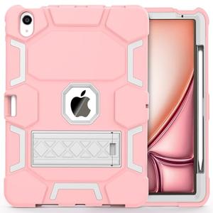 Case for iPad Air 11-inch M4/M3/M2 (2026/2025/2024), iPad Air 5th/4th Gen 10.9 Inch with Heavy Duty Shockproof Protective Silicone Cover and Adjustable Stable Kickstand, Pencil Holder, Rose Gold+Gray