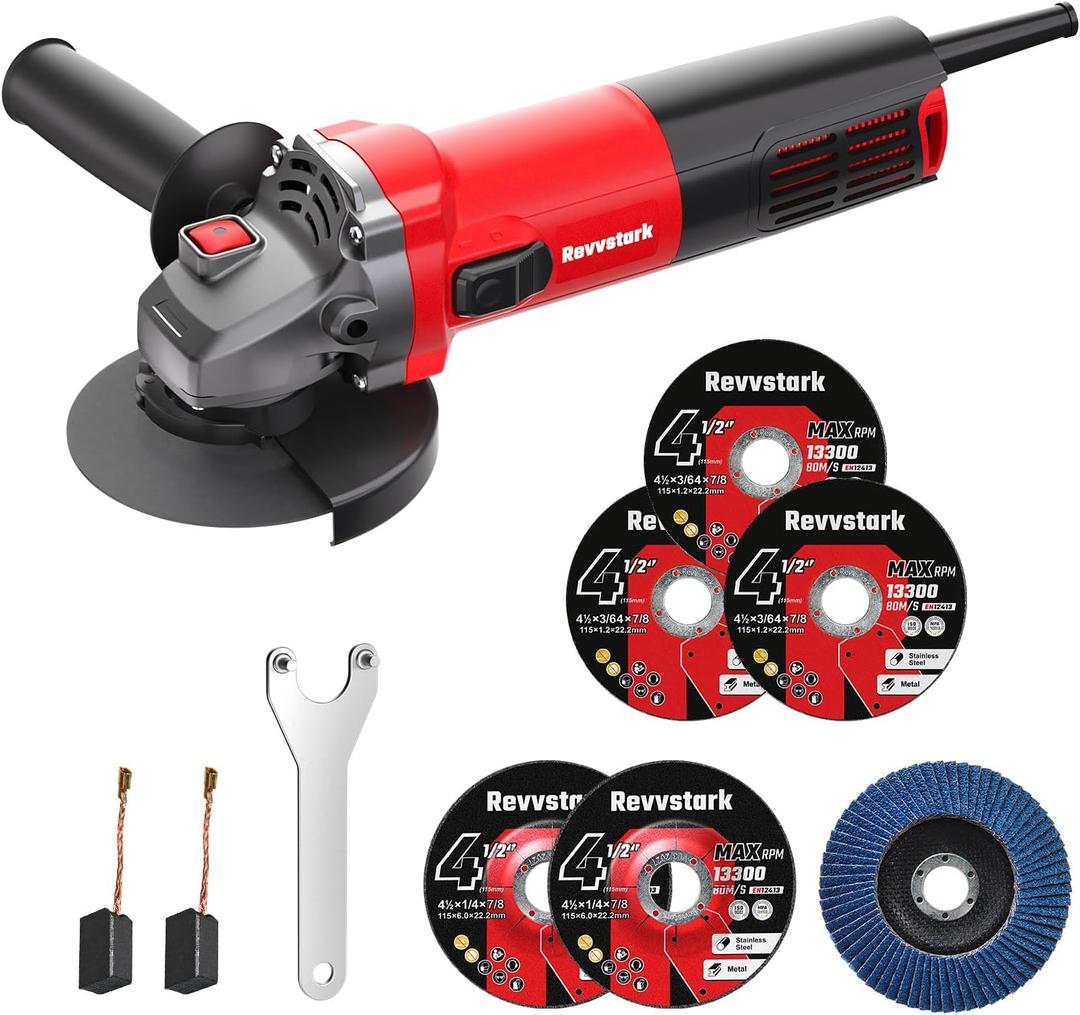 Angle Grinder, 7.5-Amp 4 1/2 inch Electric Grinder Power Tools 12000 RPM with Cutting and Grinding Wheels, Flap Disc and Auxiliary Handle for Cutting, Grinding, Polishing, M14 Thread Angle Grinder, 7.5-Amp 4 1/2 inch Electric Grinder Power Tools 12000 RPM with Cutting and Grinding Wheels, Flap Disc and Auxiliary Handle for Cutting, Grinding, Polishing, M14 Thread