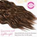 REECHO Clip in Hair Extensions, 4PCS BHair Extensions 24" Thick Long Beach Waves hair extensions HE003 Invisible Lace Weft Chocolate Brown with Golden Highlights