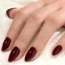Cherry Red Press On Nails Almond -Short Press On Nails with Nail Glue, Fit Perfectly & Natural Reusable Stick On Nails in 12 Sizes - 24PCS Soft Gel Glue On Nails Kit