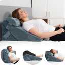 Lunix LX6 3-Piece Compact Support for Reading, Rest & Leg Elevation, Premium Odor-Free Orthopedic Bed Wedge Pillow Set, Memory Foam, Washable Cover, Stone Navy