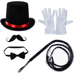 Tigerdoe Ringmaster Costume Accessories - Ringmaster Hat - 5 Accessories - Circus Party Supplies Black