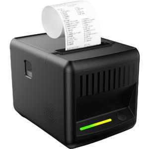POS Receipt Printer, 80mm Thermal Printer with Auto Cutter, Large-Capacity Paper Bin, Wall-Mountable, High-Speed Printing, Compatible with Cash Drawer, Fits Catering/Retail/Logistics (light black)