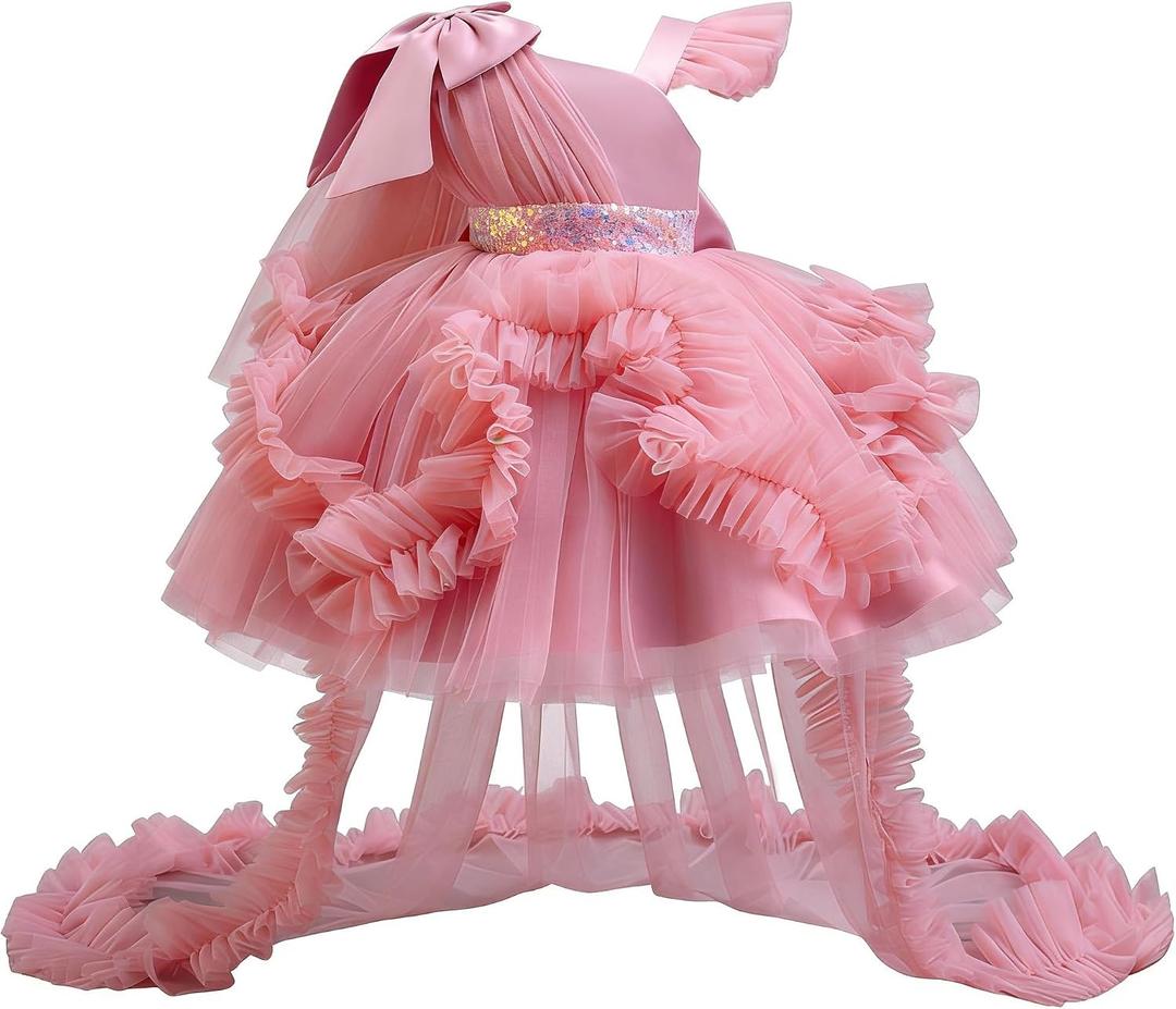 Toddler Baby Girls Birthday Wedding Party Tulle Multiple Layers Tailed Dress, 130