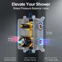 22 Inch Waterfall Rainfall Shower System with Slide Bar Handheld, 3-Function Bathroom Shower Faucet Set for Wall, Pressure Balance Valve Included, Matte Black