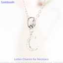 Sambaah Alphabet Charm Letter Beads Solid 925 Sterling Silver with Cubic Stones, Complete A~Z Gift Options fit Pandora European Bracelets(C)