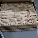13x13x13 Storage Cube Bins Set of 4, Paper Rope Hand Woven Storage Basket with Handles, Collapsible Square Storage Cubes for Shelves, Wicker Shelf Baskets for Living Room Bedroom Organizing, Natural