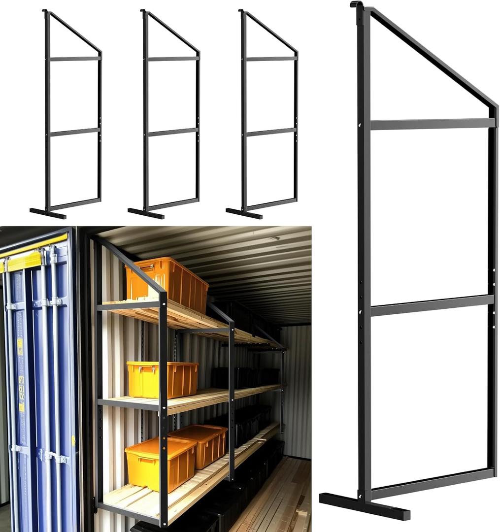 Shipping Container Shelf Brackets, Pack of 4, 3 Tier Shipping Container Shelving, 52" x 19", Heavy Duty Shipping Container Shelves with Powder Coated, High Load Capacity for Storage Optimization