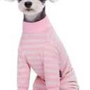 Dog Striped Recovery Suit, Puppy After Surgery Onesie for Female Male Dogs, Dogs Cats Long Sleeve Pajamas Bodysuit, Surgery Abdominal Wound Bandages Clothes, Dog Pant for Shedding Skin Disease