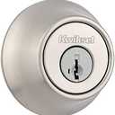Kwikset 660 Deadbolt Deadbolt Lock, Satin Nickel Round Exterior Keyed Front Entry Door, Pick Resistant SmartKey Rekey Security, Single Cylinder Dead Bolt, with Microban Protection