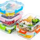 UMEIED Glass Meal Prep Containers 3 Compartment with Lids (5 Pack, 36oz), Divided Glass Storage Containers for Lunch at Work, Leak-Proof Portion Control Food Containers, Microwave/Dishwasher Safe