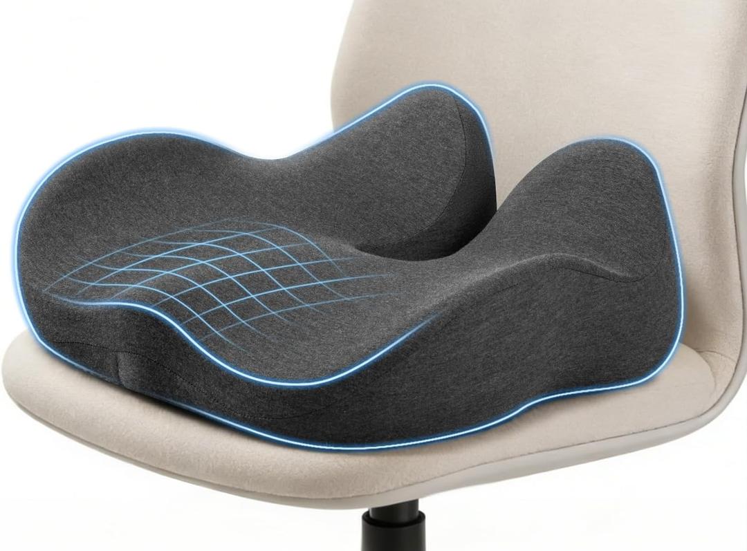 Ergonomic Seat Cushion for Office Chair, Large UShaped Memory Foam Chair Cushion for Tailbone, Coccyx, Hip & Lower Back Pressure Relief, Comfortable Desk Chair Pad for Office, Gaming & Long Sitting